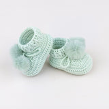 Topsy Faux Fur Pom Pom Booties Mint - Pure Apotheca