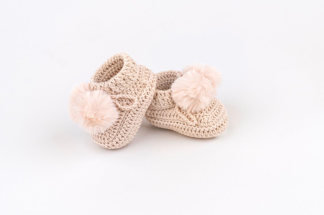 Topsy Faux Fur Pom Pom Booties Rice - Pure Apotheca