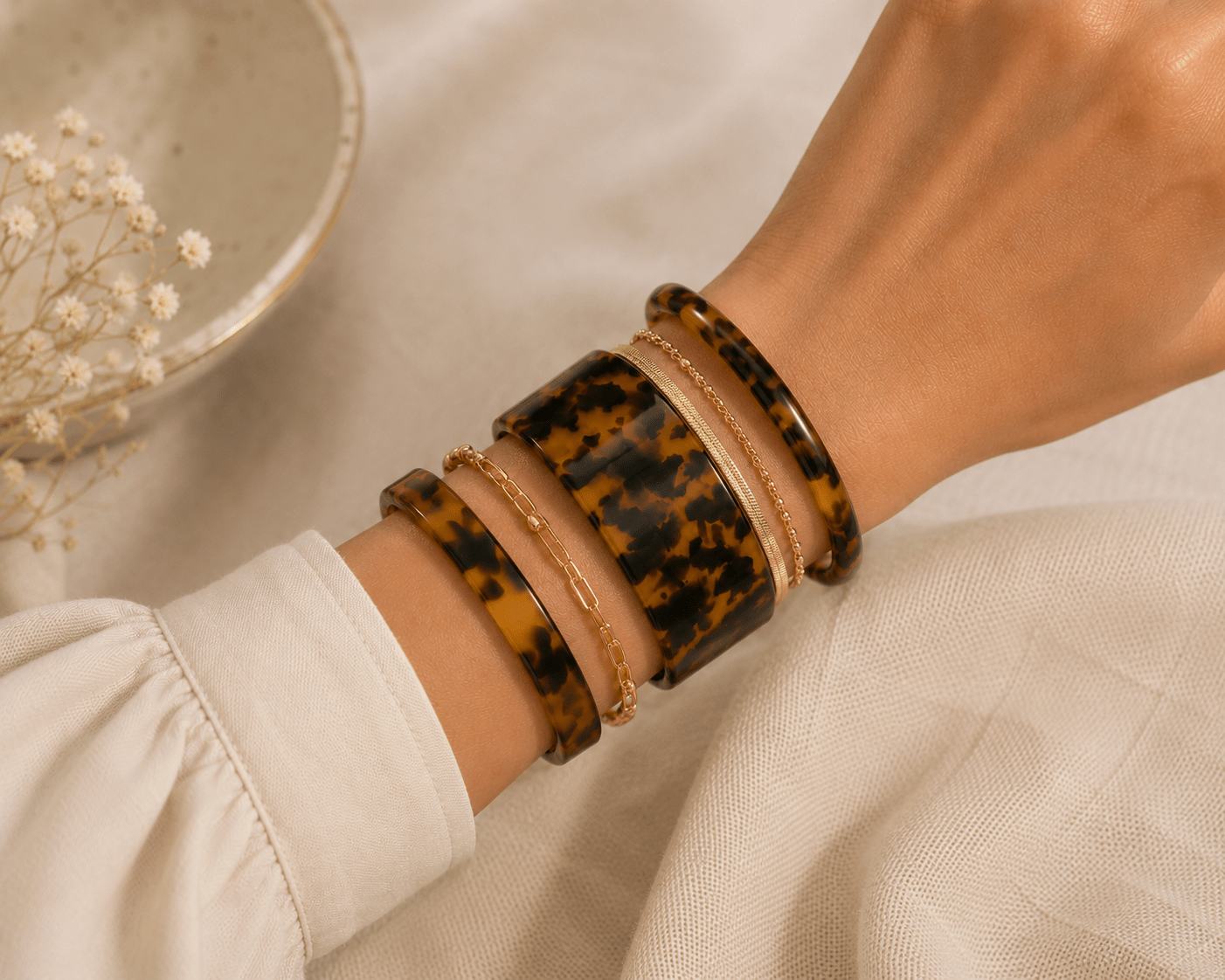 Tortoise Shell Brown Cuff Bangle - Pure Apotheca