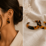 Tortoise Shell Brown Tapered Hoop Earring - Pure Apotheca