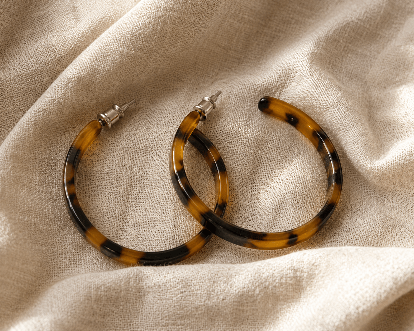Tortoise Shell Brown Thin Hoop Earring - Pure Apotheca