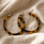 Tortoise Shell Brown Thin Hoop Earring - Pure Apotheca