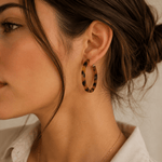 Tortoise Shell Brown Thin Hoop Earring - Pure Apotheca