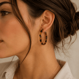 Tortoise Shell Brown Thin Hoop Earring - Pure Apotheca
