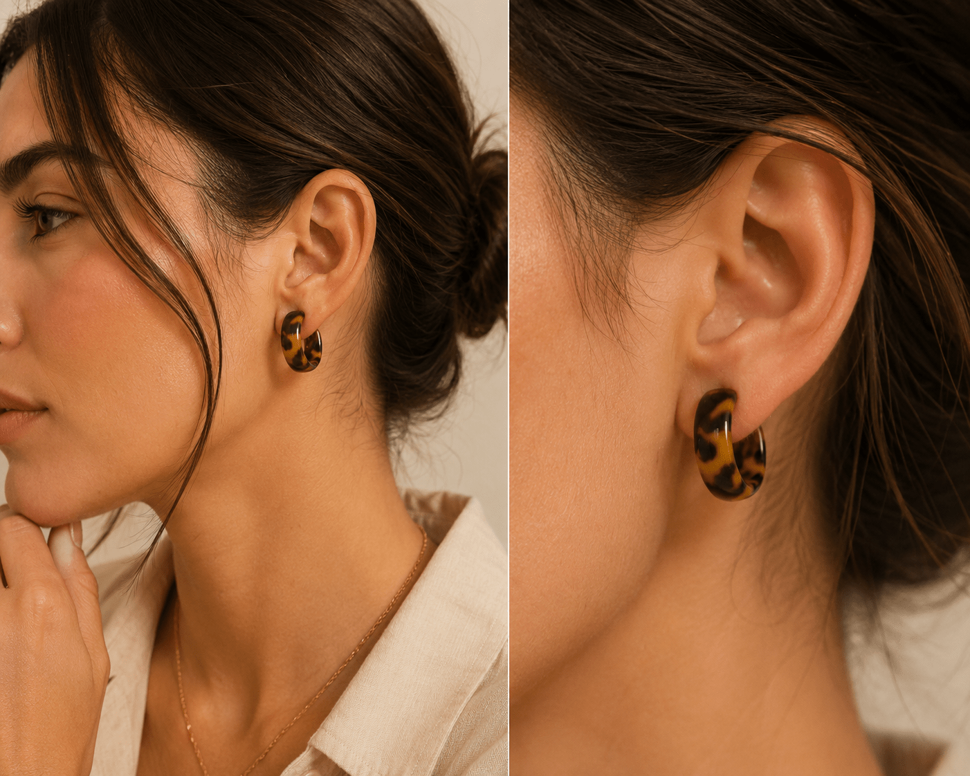 Tortoise Shell Brown Wide Hoop Earring - Pure Apotheca