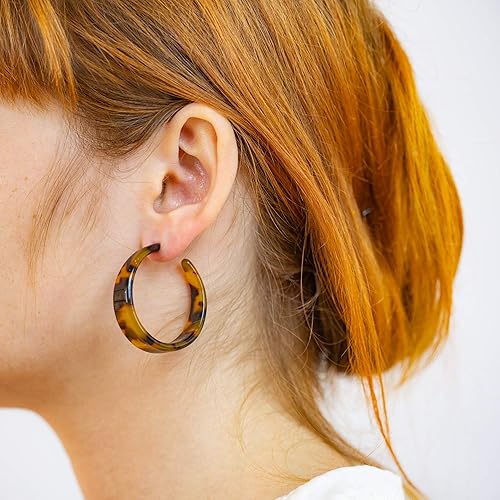 Tortoise Shell Tan Hoops - Pure Apotheca