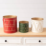 Traditional Holiday Drum Metal Buckets - Set of 3 - Pure Apotheca