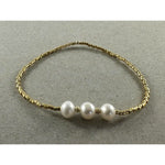 Trinnie Triple Pearl Gold Stretch Bracelet - Pure Apotheca