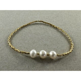 Trinnie Triple Pearl Gold Stretch Bracelet - Pure Apotheca