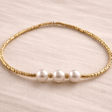 Trinnie Triple Pearl Gold Stretch Bracelet - Pure Apotheca