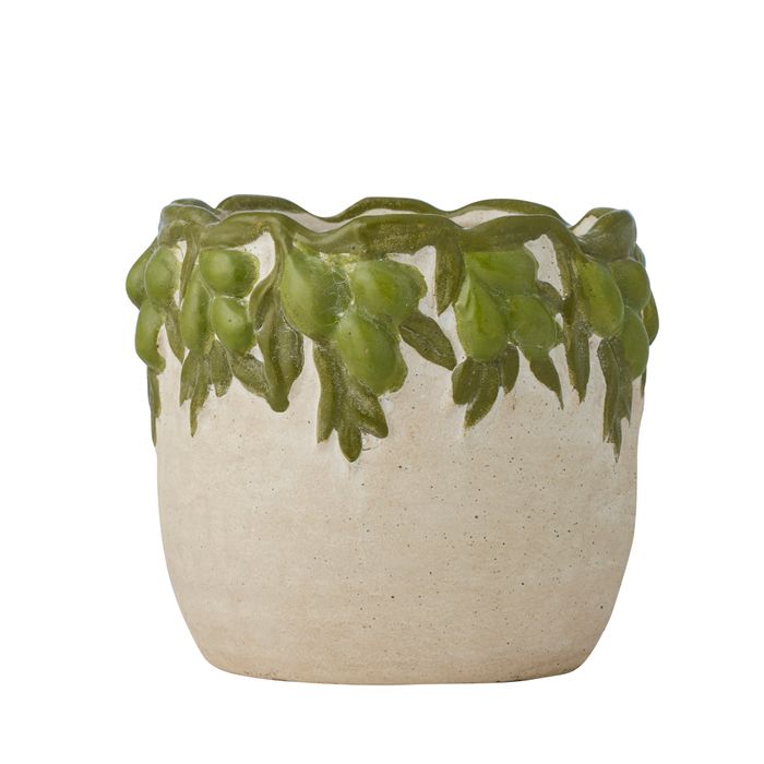 Uliveto Ceramic Pot 18x17.5cm Nat/Green - Pure Apotheca