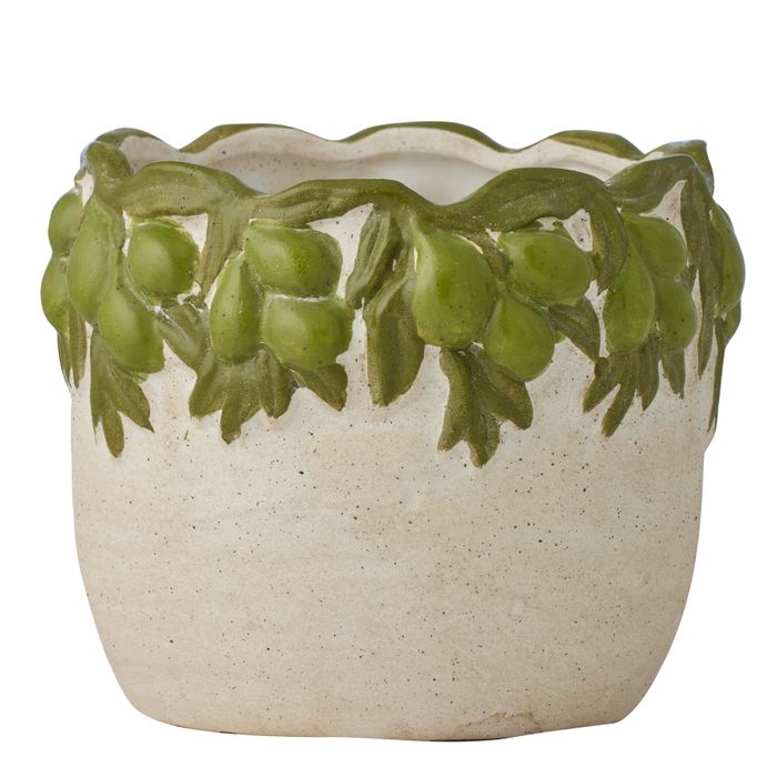 Uliveto Ceramic Pot 24x19cm Natural/Green - Pure Apotheca