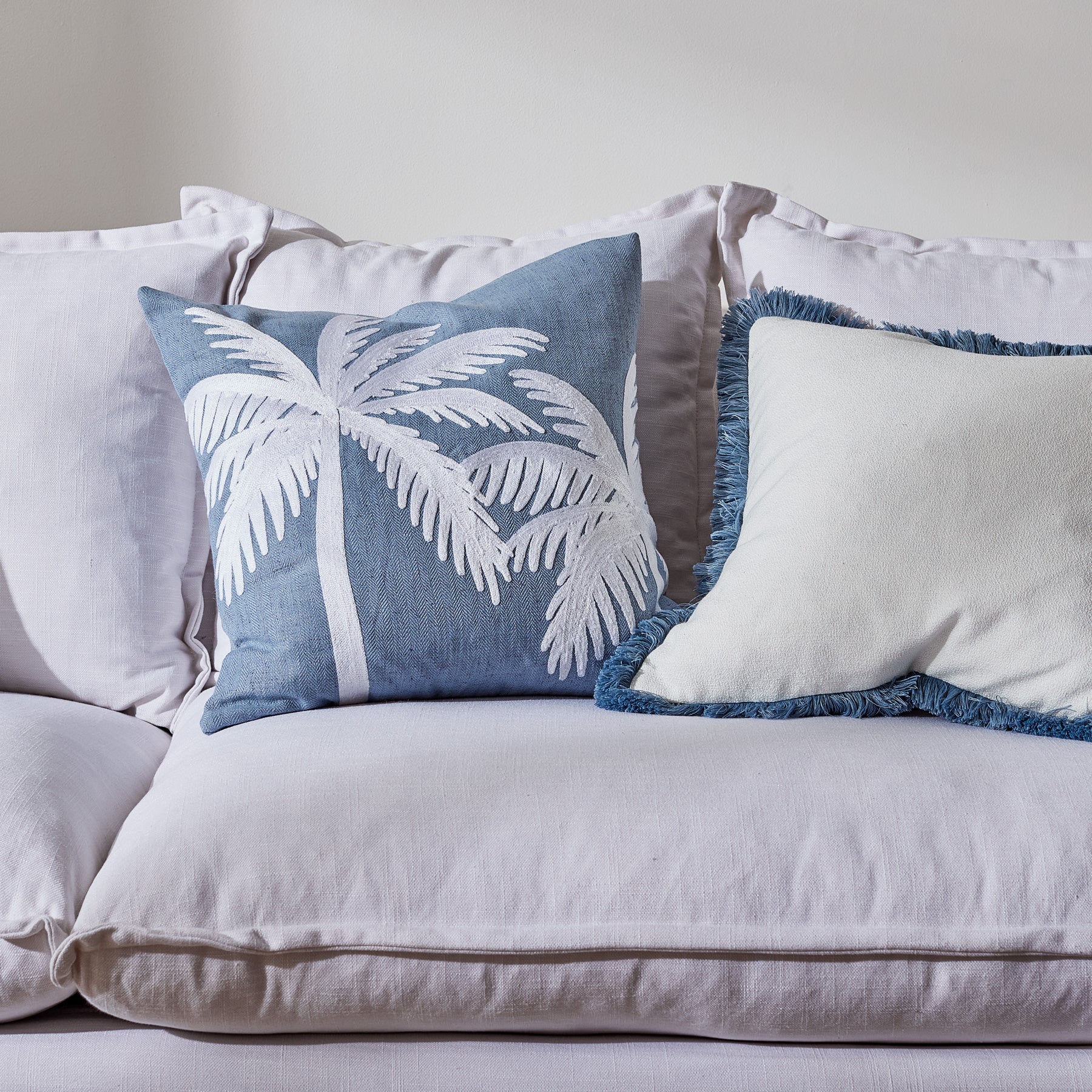 Vera Blue Fringe Cushion 50CM - Pure Apotheca