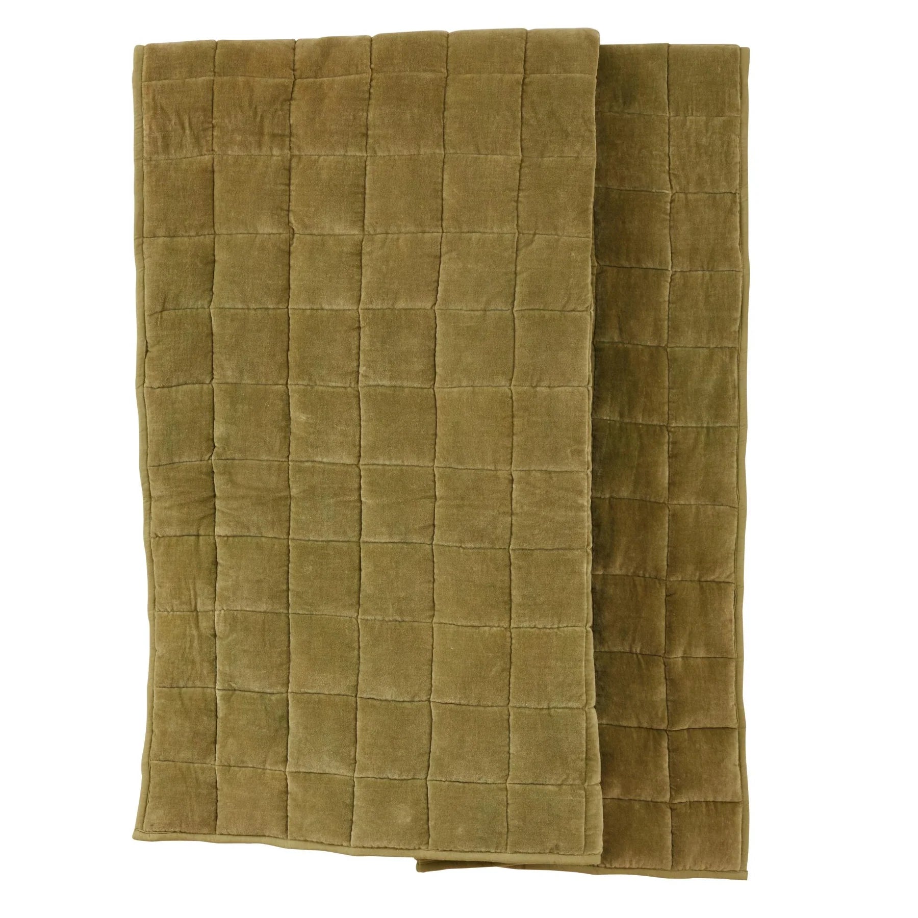Vera Quilted VelvetThrow 130x180cm Olive - Pure Apotheca