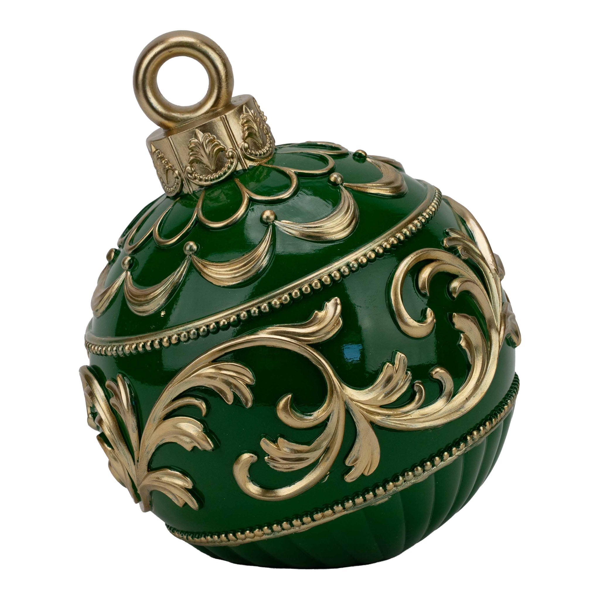 Vintage Green Bauble Ball Décor 23cm - Pure Apotheca