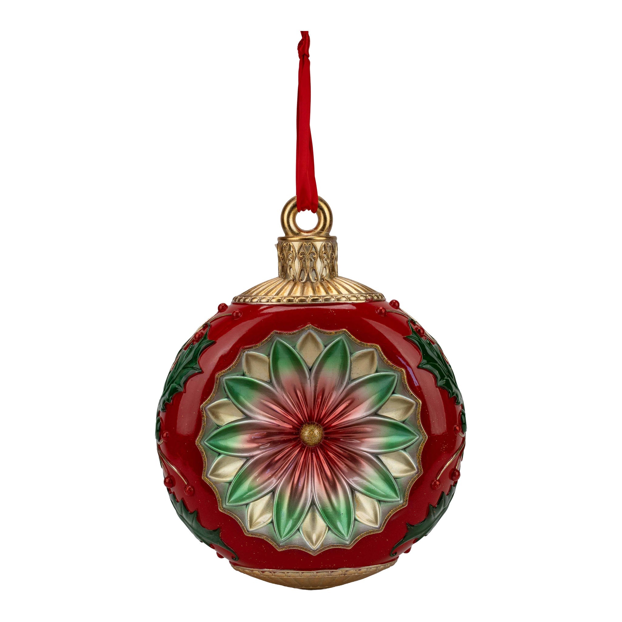 Vintage Red Round Bauble XL Hanging 38cm - Pure Apotheca