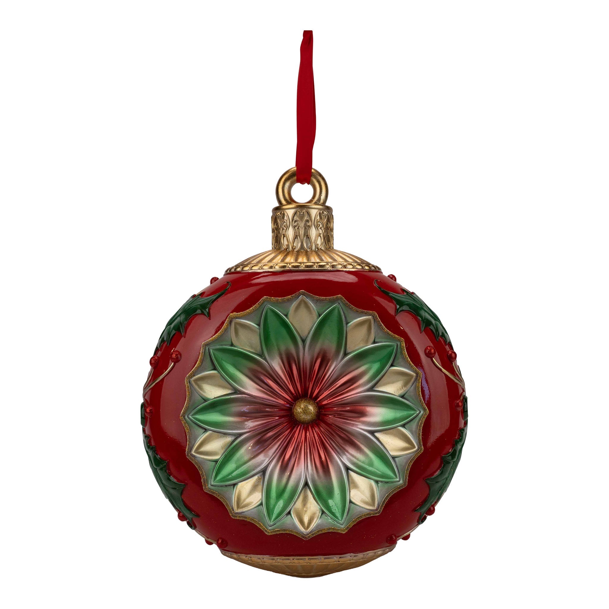Vintage Red Round Bauble XL Hanging 47cm - Pure Apotheca