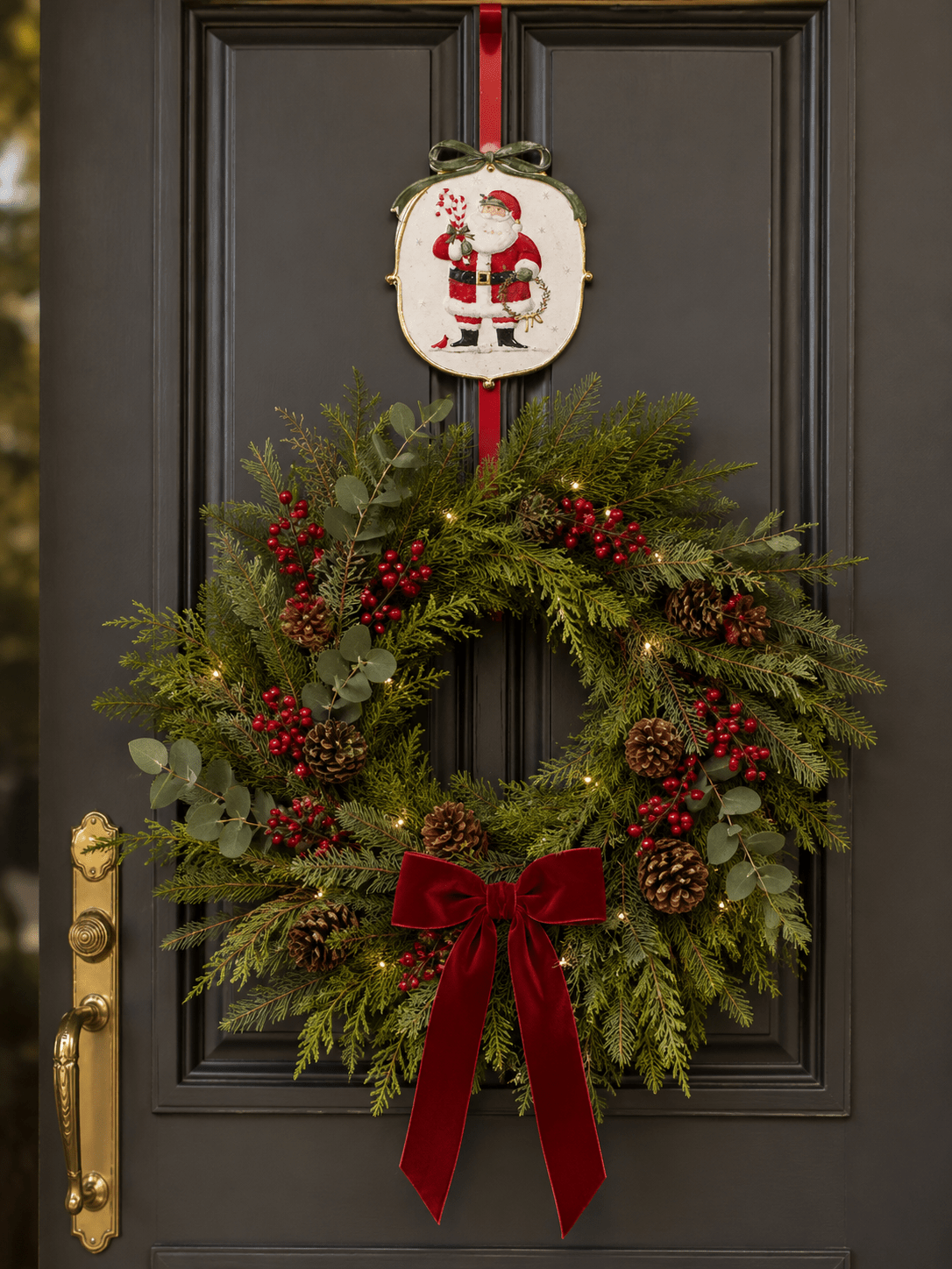 Vintage Red Santa Wreath Hanger 21cm - Pure Apotheca