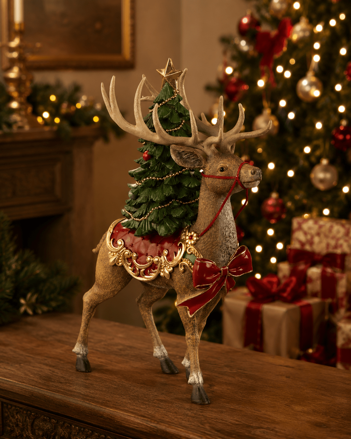 Vintage Traditional Christmas Tree on Deer 44cm - Pure Apotheca