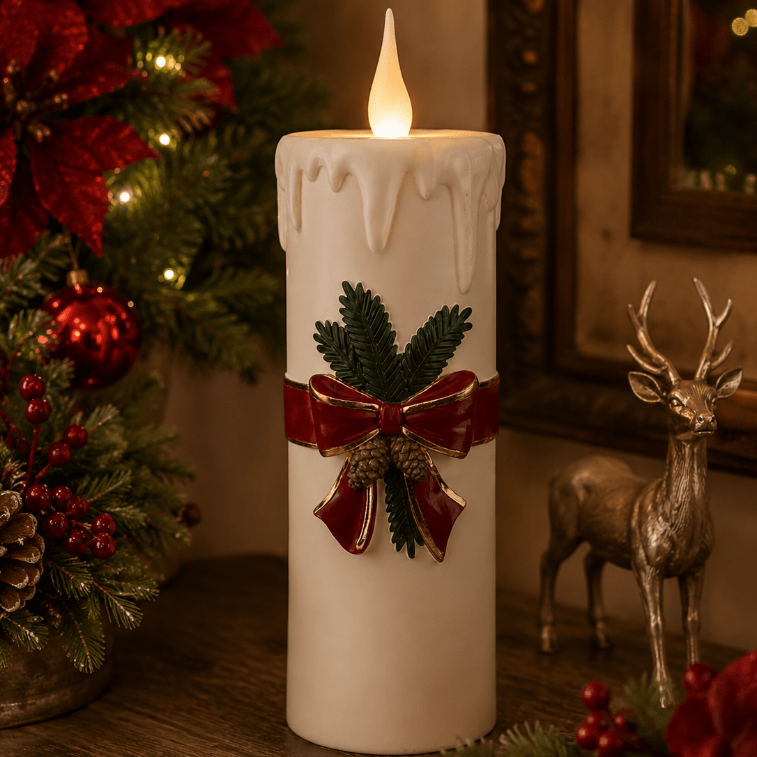 Vintage White Christmas Candle 55cm - Pure Apotheca