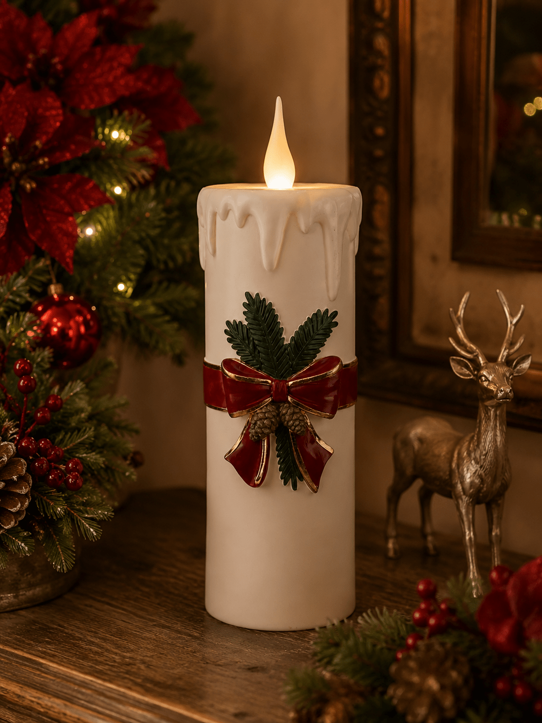 Vintage White Christmas Candle 55cm - Pure Apotheca