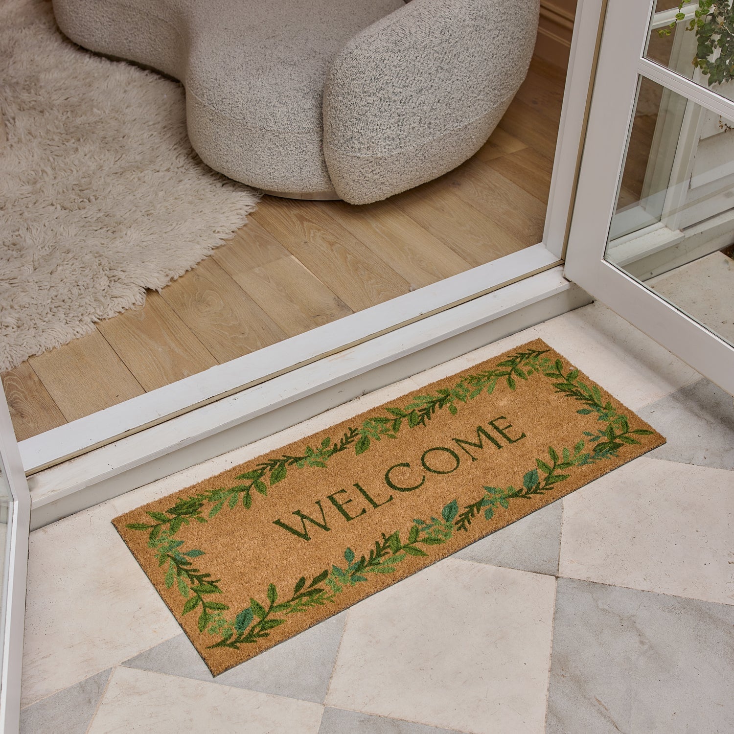 WELCOME LEAF BORDER DOORMAT 45X120CM - Pure Apotheca