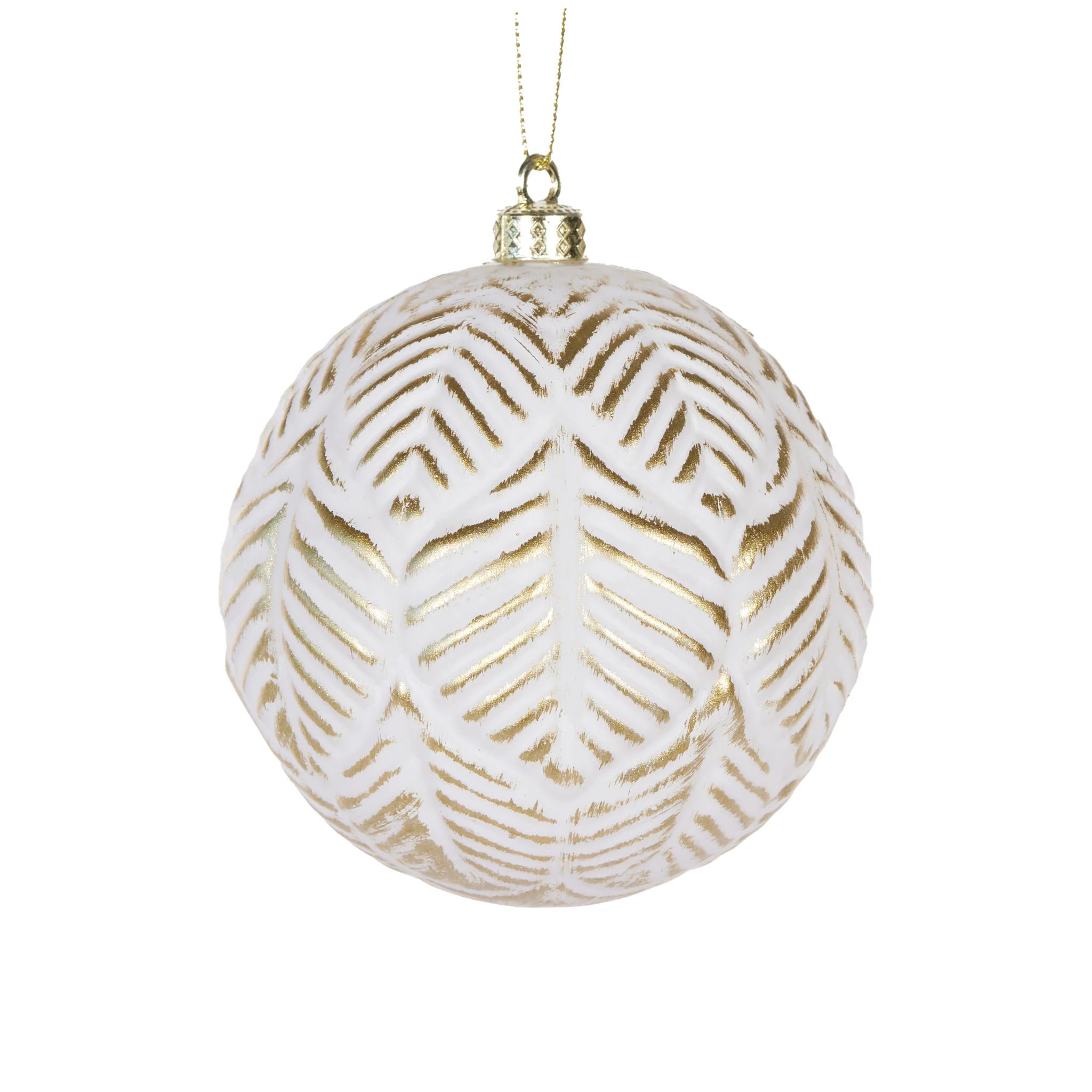 WHITE AND GOLD AZTEC LEAF BAUBLE - Pure Apotheca