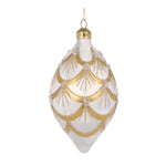 WHITE AND GOLD DECO SCALLOPED DROP BAUBLE - Pure Apotheca