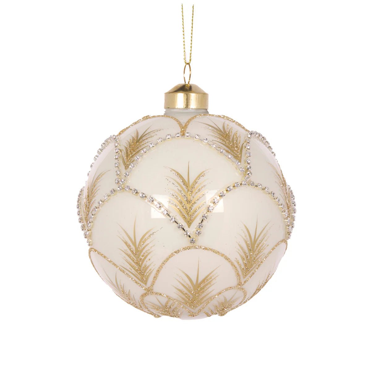 WHITE AND GOLD FEATHERED ARCH BAUBLE - Pure Apotheca