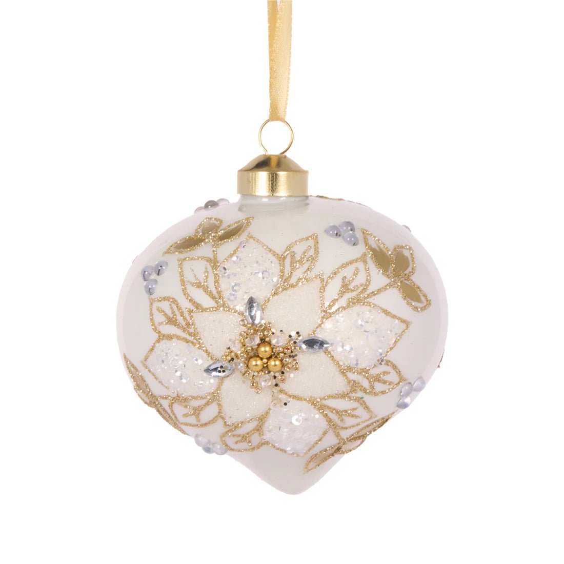 WHITE AND GOLD INTRICATE FLORAL ONION BAUBLE - Pure Apotheca