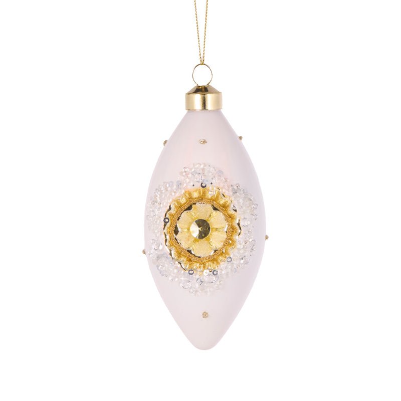 WHITE AND GOLD REFLECTOR DROP BAUBLE - Pure Apotheca