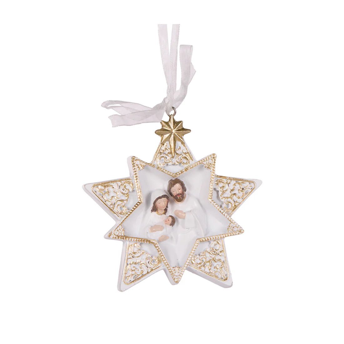 WHITE AND GOLD STAR NATIVITY HANGING - Pure Apotheca