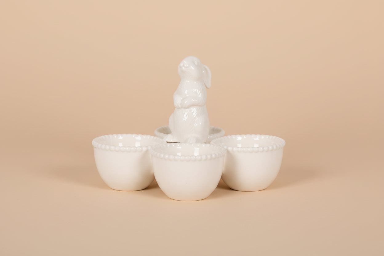 WHITE BEADED BUNNY EGG HOLDER - Pure Apotheca