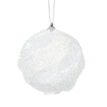 WHITE GLITTER LEAF BAUBLE - Pure Apotheca