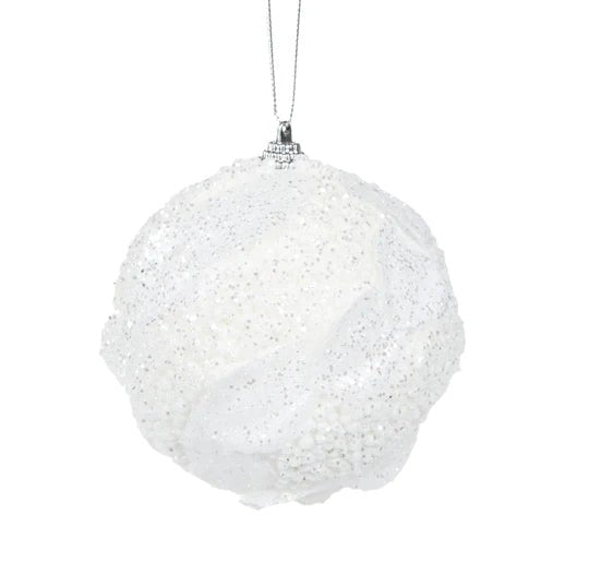 WHITE GLITTER LEAF BAUBLE - Pure Apotheca