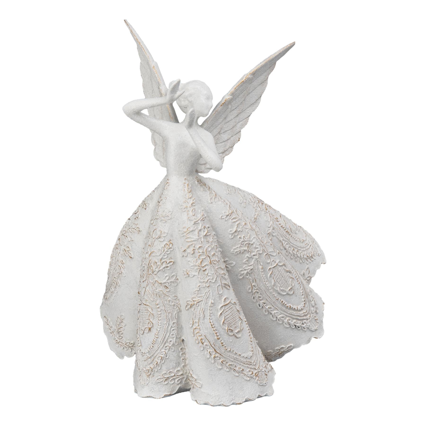 WHITE LACE STANDING ANGEL RIGHT - Pure Apotheca