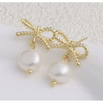 Willow Gold Pearl Bow Earrings - Pure Apotheca
