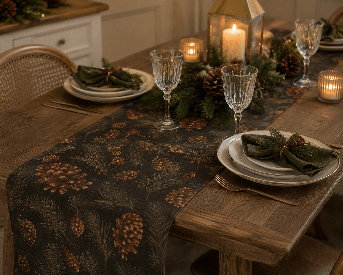 Winter Pinecone Table Runner 180x33cm - Pure Apotheca