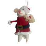 WOOLLEN SANTA MOUSE WITH SACK HANGING DECORATION - Pure Apotheca