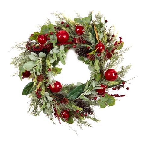 Wreath w/Berries Foam 78cm Red/Green - Pure Apotheca