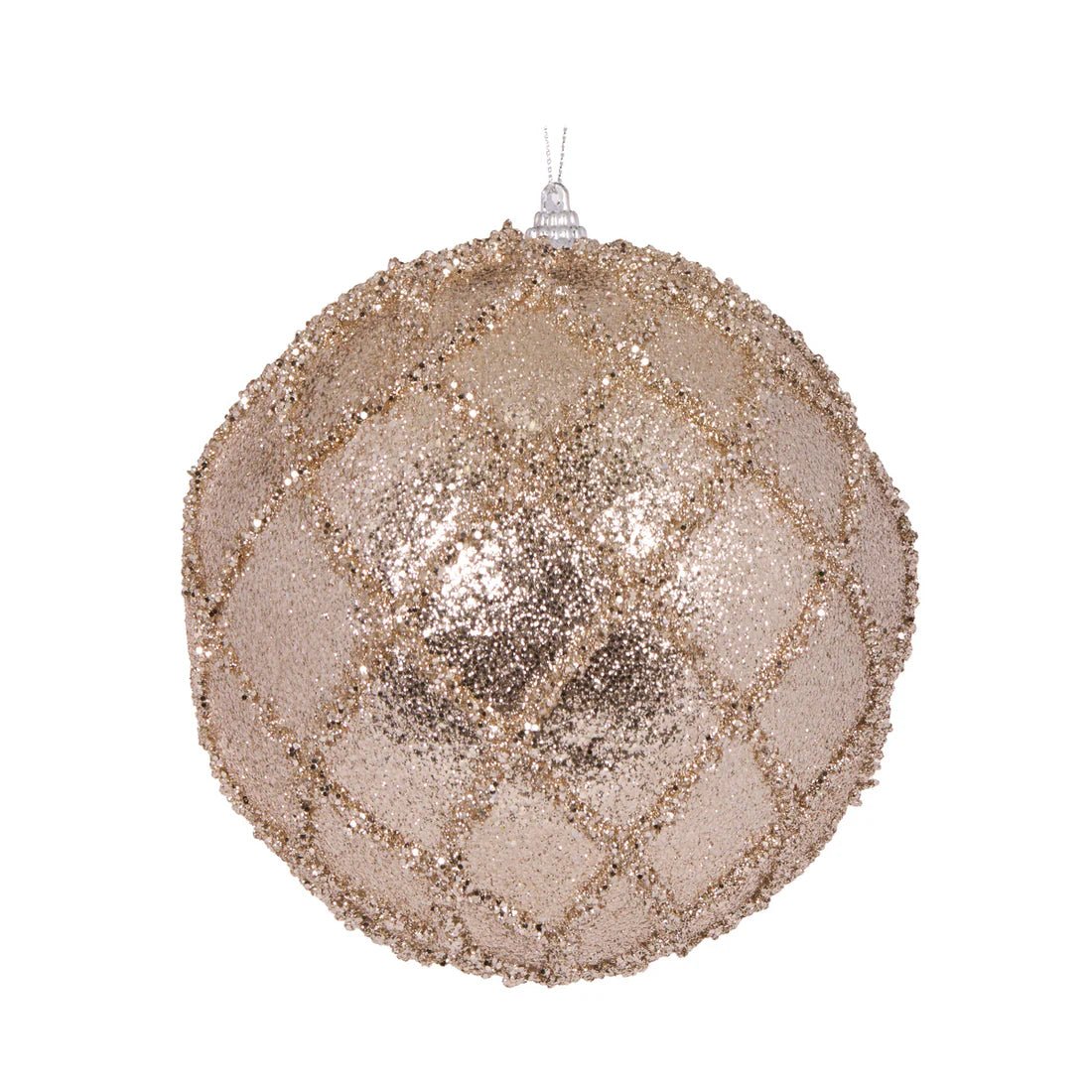 XL CHAMPAGNE GLITTERED LATTICE BAUBLE - Pure Apotheca