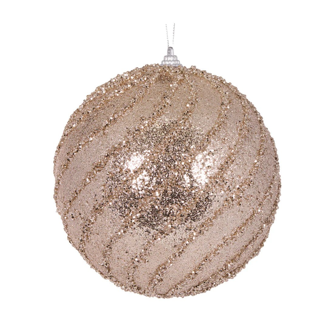 XL CHAMPAGNE GLITTERED SWIRL BAUBLE - Pure Apotheca
