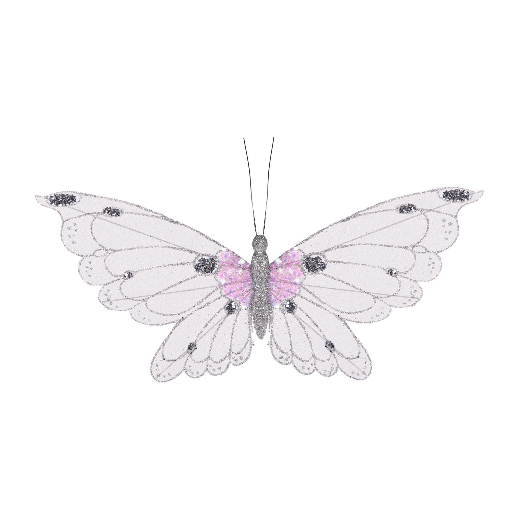 XL SILVER GLITTER CLIP BUTTERFLY - Pure Apotheca