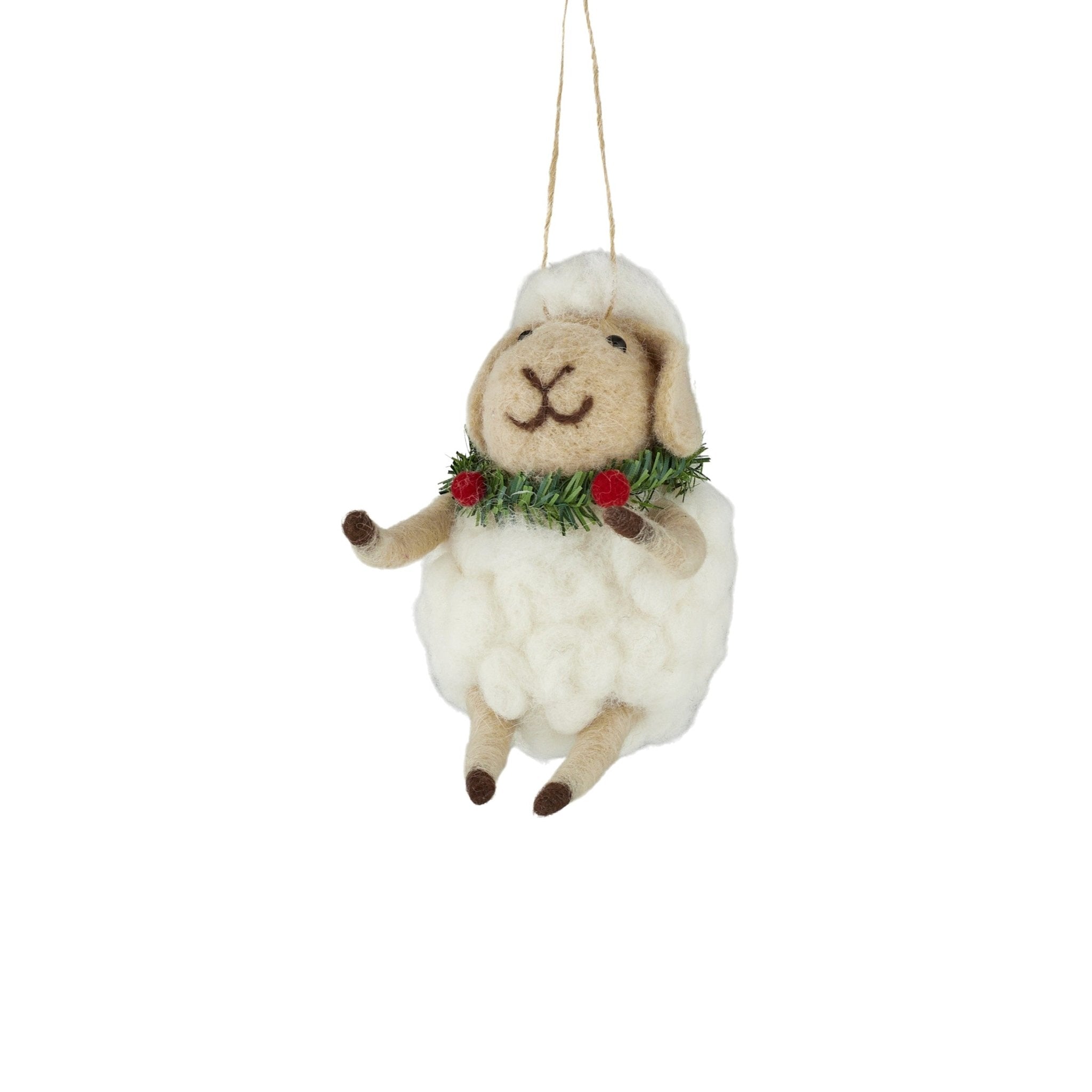 Xmas Sheep Hanger Felt 13x7cm White - Pure Apotheca