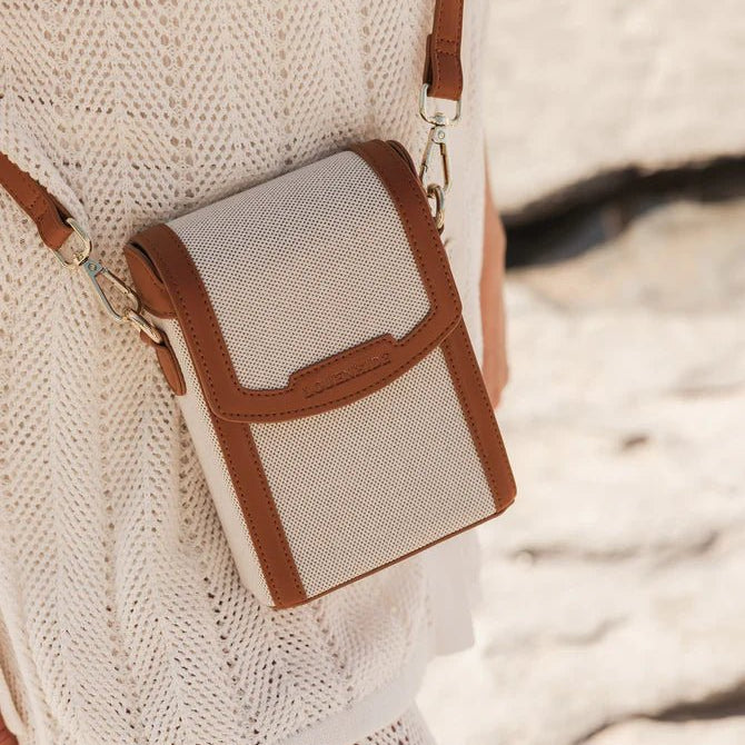 Yoko Canvas Phone Bag Tan - Pure Apotheca