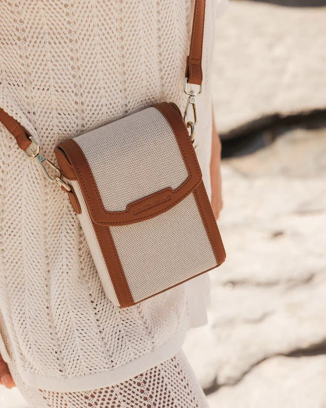 Yoko Canvas Phone Bag Tan - Pure Apotheca