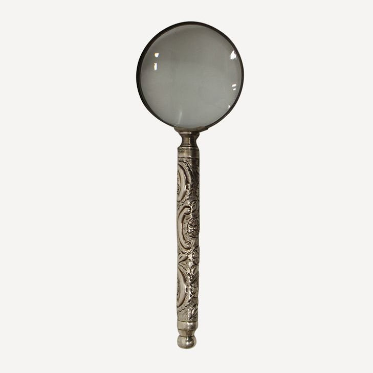Embossed Antique Silver Magnifying Glass - Pure Apotheca