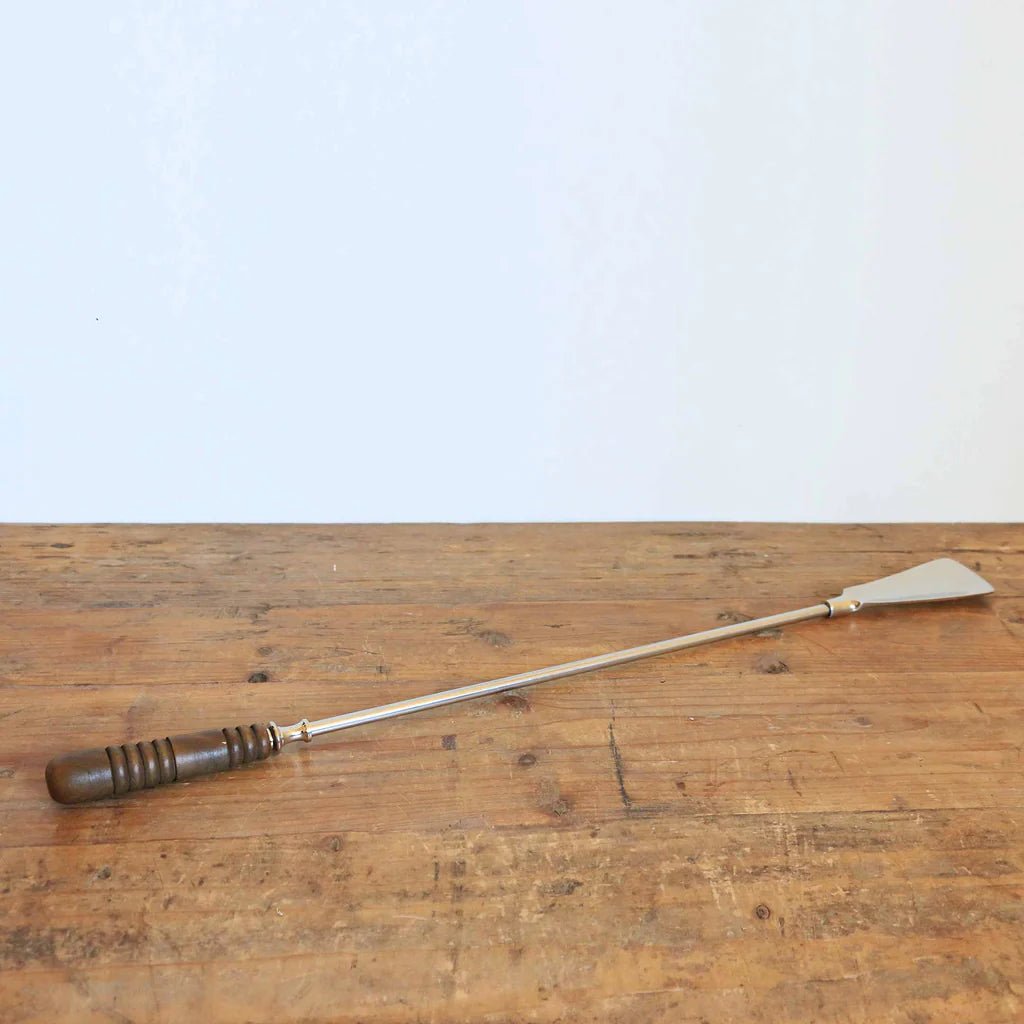Long Shoe Horn Nickel Finish with Wooden Handle - Pure Apotheca