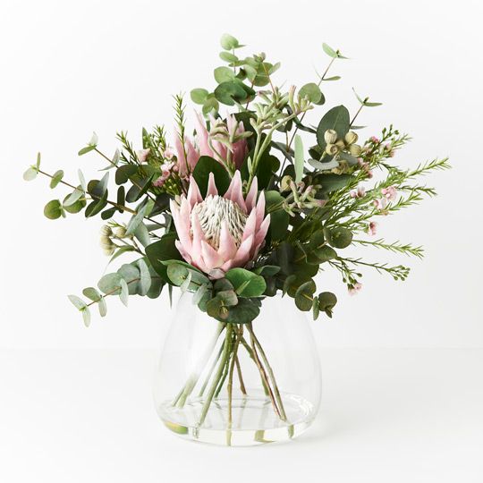 Protea King Mix in Vase Light Pink 57cmx40cm - Pure Apotheca